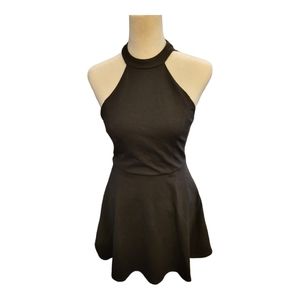 Lulus little black halter dress with lace backstraps size s